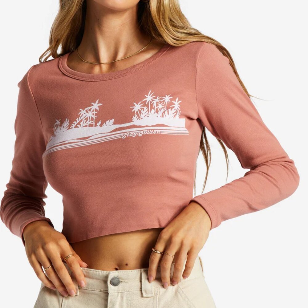 NWT New Billabong Women's Fall In Line T-Shirt XL Cropped Longsleeve Girls Shirt - Picture 3 of 7